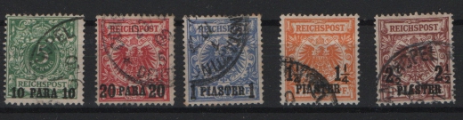 DAP Türkei, 1889, Mi.- Nrn.: 6- 10, gestempelt, Mi.- Nr.: 9 signiert