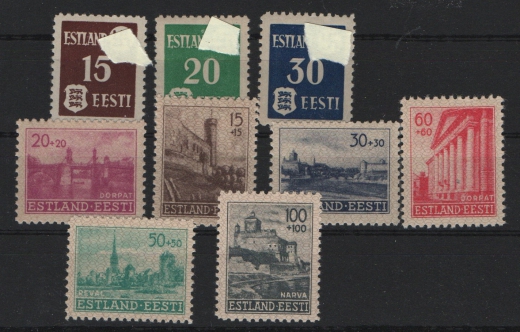 III. Reich / Dt. Bes., Estland, 1941, Mi.- Nrn.: 1- 9, **, Kabinettsätze