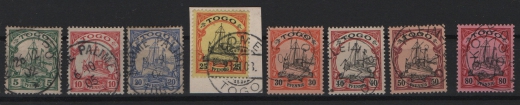 Dt. Kolonien, Togo, 1900, Mi.- Nrn.: 7- 15, gestempelt, selten!