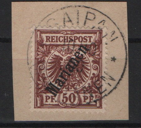 Dt. Kolonien, Marianen, 1900, Mi.- Nrn.: 6II, auf Briefstück, signiert! Selten!