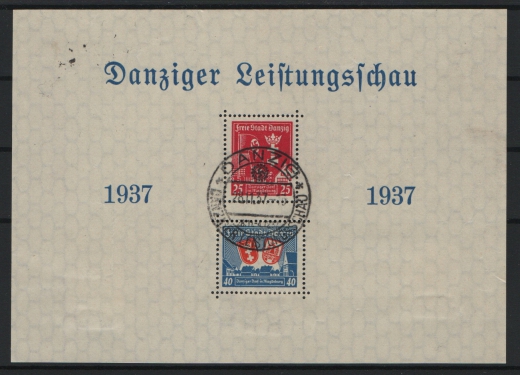 Danzig, 1937, Mi.- Nr.: Bl. 3 mit Ersttags- Sonderstempel! Qualitätsstück!