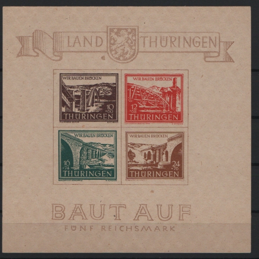 Thüringen, 1946, Bl. 4 a y, **, mit Kurz- Befund Dr. Jasch BPP: echt + ...., Kabinettstück