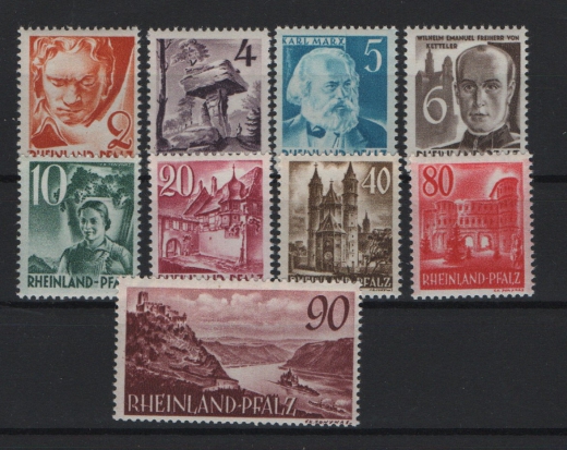 FRZ- Rheinland- Pfalz, 1948 / 49, Mi.- Nrn.: 32- 41, **, Kabinettsatz!