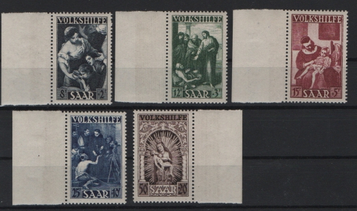 Saarland, 1949, Mi.- Nrn.: 267- 271, **, je mit SR (hier je kl. Falzrest, Marken absolut **)!