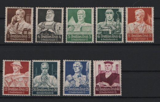 III. Reich, 1934, Mi.- Nrn.: 556- 564, der Ständesatz, **! Qualitätssatz! Selten!