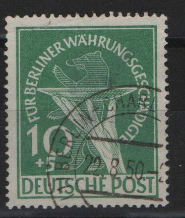 Berlin, 1949, Mi.- Nrn.: 68, 10 + 5 Pf. Währungsgeschädigte, gestempelt, tiefstgeprüft Schlegel BPP! Kabinettstück!