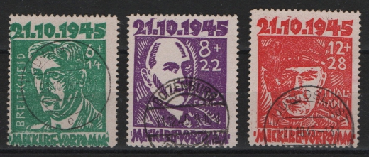 SBZ, MVP, 1945, Mi.- Nrn.: 20- 22, gestempelt, je tiefstgeprüft Kramp BPP! Qualitätssatz! Selten!