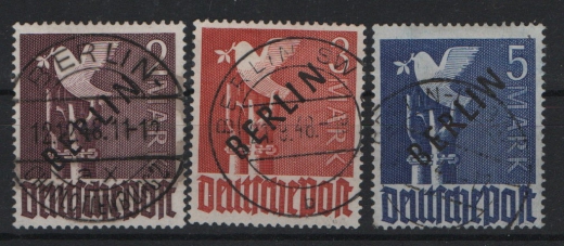 Berlin, 1948, Mi.- Nr.: 18- 20, 2- 5 Mk. Schwarz- Aufdruck, gestempelt! Je tiefstgeprüft Schlegel BPP! Luxusstücke! Selten!