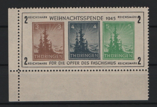Thüringen, 1945, Bl. 1 x b, **, mit Fotoattest Ströh BPP: echt + einwandfrei, Luxusstück. Sehr selten!