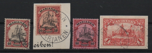 Dt. Kolonien, Marianen, 1901, Mi.- Nrn.: 13- 16, gestempelt! Selten!
