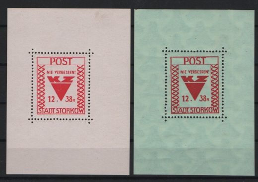 Deutschland- OST, Lokalausgaben, Storkow, 1946, Mi.- Nrn.: Bl. 1 + 2, **, Kabinettstücke!