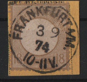 Dt. Kaiserreich, Brustschilder, 1874, Mi.- Nr.: 28, gestempelt, Befund Krug BPP: echt, repariert ...! Seltenes Stück!