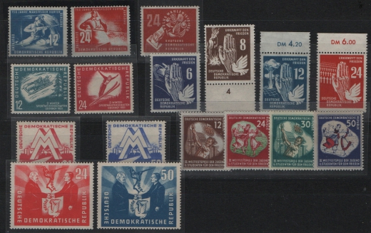 DDR, 1950 / 51, Lot, Mi.- Nrn.: 273-85 + 289- 292, **!