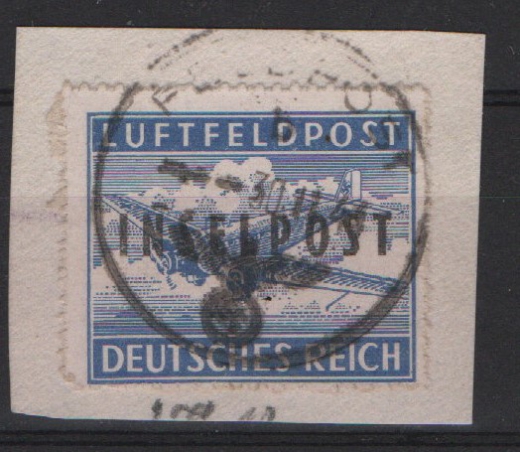 III. Reich, Feldpost / Inselfeldpost, 1944, Mi.- Nr.: 8 BI auf Briefstück, geprüft Mogler BPP! Kabinettstück!