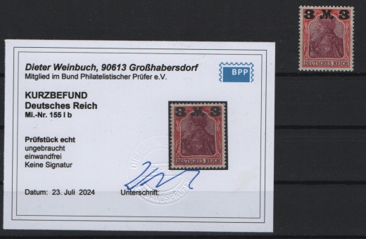 DR, Infla, Germania, 1921, Mi.- Nr.: 155 Ib, *, K.- Befund Weinbuch BPP!