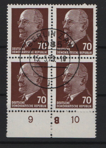 DDR, 1963, Mi.- Nr.: 938 Xx I  im 4er- Block mit DKZ 3 B, gestempelt! Luxusstück!