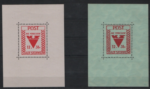 Deutschland- OST, Lokalausgaben, Storkow, 1946, Mi.- Nrn.: Bl. 1 + 2, **, Kabinettstücke!