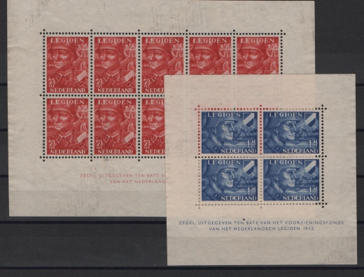 Niederlande, 1942, Legionsblöcke Nr.: 1 + 2 (*), Kabinettsatz! Selten!