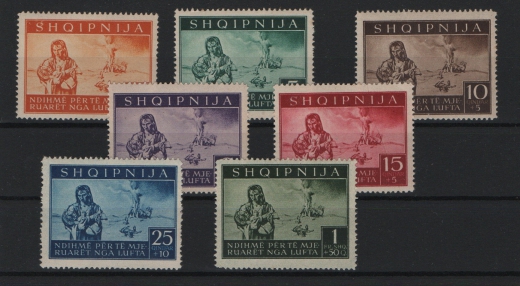 III. Reich, Dt. Bes. II. WK, Albanien, 1944, Mi.- Nr.: 15- 21, **! Kabinettsatz!