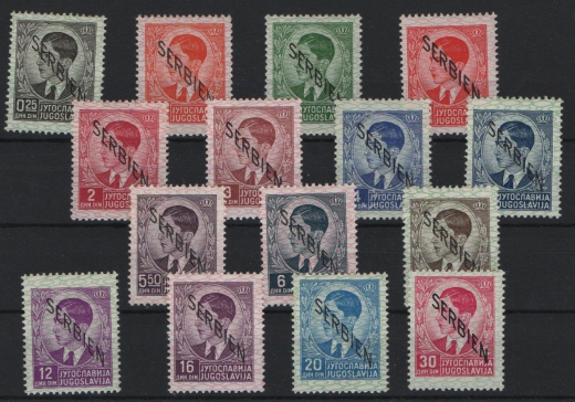 III. Reich, Dt. Bes. II. WK, Serbien, 1941, Mi.- Nrn.: 1- 15, **, Qualitätssatz