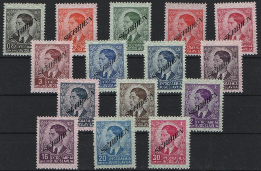 III. Reich, Dt. Bes. II. WK, Serbien, 1941, Mi.- Nrn.: 31- 45, **, Qualitätssatz