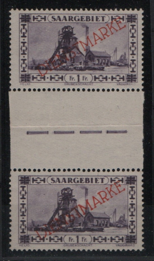 Saargebiet, 1927, Mi.- Nr.: D20 ZS , **, Kabinettstück! Selten!
