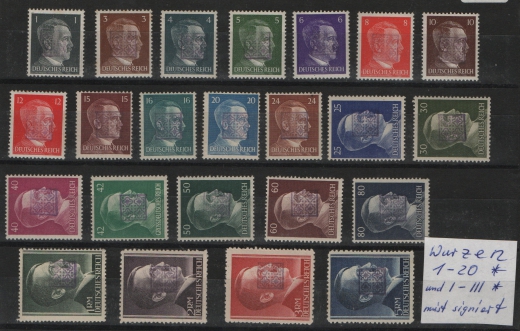 Ost- Sachsen, 1945, Wurzen, Mi.- Nrn.: 1- 20 + I- III , je *, meist signiert! Qualitätssatz! Sehr selten!