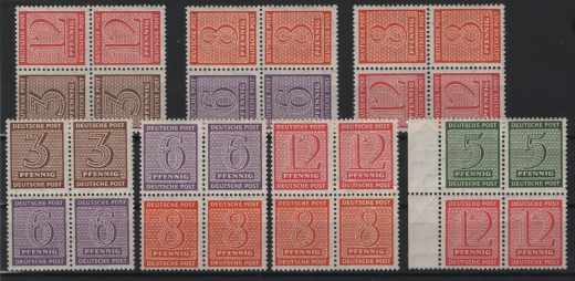 SBZ, West- Sachsen, 1945 / 46, Mi.- Nr.: W Zd 13, 15 + 16, + S Zd 3- 6, je im ** Paar! Qualitätssatz! Selten!