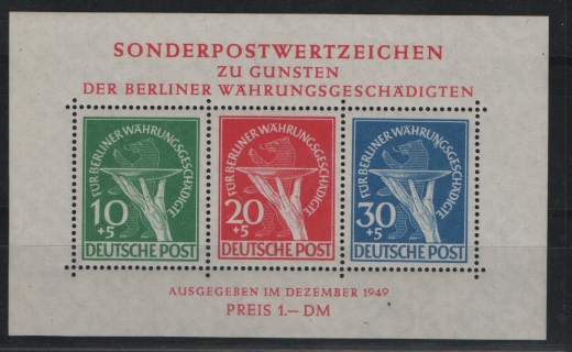 Berlin, 1949, Mi.- Nr.: Bl. 1 I, **, mit Fotoattest Schlegel BPP! e+ ....! Kabinettstück!