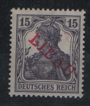 Dt. Bes. I. WK., Postgebiet Oberbefh. Ost, Notausgabe Libau, Mi.- Nr.: 3 B b, **, Befund Huylmans, Kabinettstück! Sehr selten!