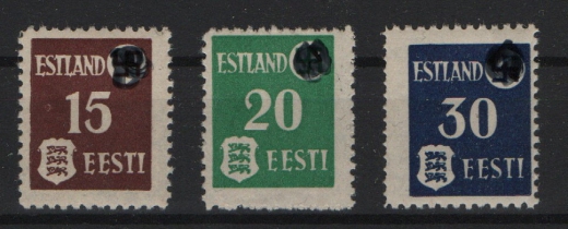 III. Reich / Dt. Bes., Estland, 1941, Mi.- Nrn.: 1- 3, **, Kabinettsatz, selten!
