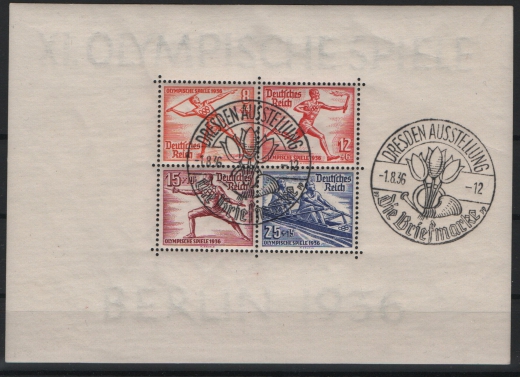III. Reich, 1936, Mi.- Nr.: 6 z, gestempelt, doppelt tiefstgeprüft Schlegel BPP! Selten! Mit seltenem Sonderstempel!