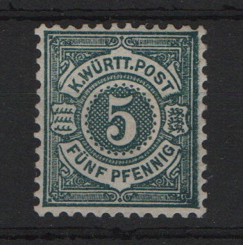 Württemberg, 1890, Mi.- Nr.: 56 b, *, akt. Fotoattest Klinkhammer BPP: e + e! Luxusstück, sehr selten!