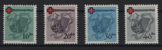 FRZ, Rheinland- Pfalz, 1949, Mi.- Nrn.: 42 A - 45 A, **, Qualitätssatz!