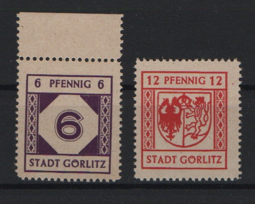 D. - OST, Lokalausgaben, Görlitz, 1945, Mi.- Nr.: 6y + 8y, ** , je tiefgeprüft Kunz BPP! Qualitätsstücke! Selten!