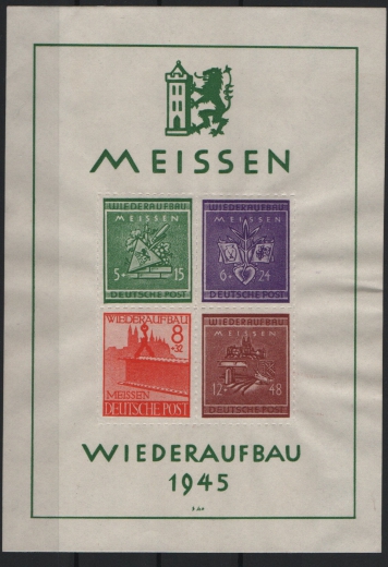 Deutschland- OST, Lokalausgaben, Meissen, 1946, Mi.- Nrn.: Bl. 1, **, Kabinettstück!
