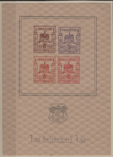 Deutschland- OST, Lokalausgaben, Finsterwalde, 1946, Mi.- Nrn.: Bl. 1 IV (lo. Marke verschoben), **, Luxusstück!