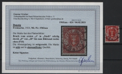 Danzig, 1924, Mi.- Nr.: 196 Xaa PF I, gestempelt, Befund Gruber BPP: e+e! Luxusstück! Selten!