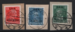 DR / Weimar, 1927, Mi.- Nrn.: 407- 409, o, je auf kl. Briefstück, je mit Tagesstempel! Luxussatz! Selten!