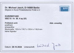 Thüringen, 1946, Bl. 4 a y, **, mit akt. Kurz- Befund Dr. Jasch BPP: echt + einwandfrei, Luxusstück!