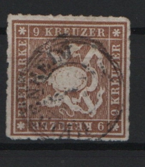 Württemberg, 1865, Mi.- Nr.: 33 a, gestempelt! Qualitätsstück, selten!