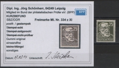 DDR, 1953, Mi.- Nr.: 334 z XI, **, K.- Befund Schönherr BPP: echt + einwandfrei! Luxusstück!