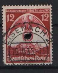 III. Reich, 1935, Mi.- Nr.: 587 Y, gestempelt, doppelt tiefgeprüft Schlegel BPP! Gutes Bedarfsstück! Selten!