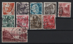 FRZ -, Rheinland- Pfalz, 1948 / 49, Mi.- Nrn.: 32- 41, gestempelt, Kabinettsatz! Selten!