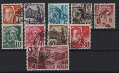 FRZ, Baden, 1948 / 49, Mi.- Nrn.: 28- 37, gestempelt, Kabinettsatz! Selten!