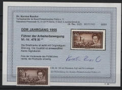 DDR, 1955, Mi.- Nr.: 478 XI, **, aktueller Befund Dr. Ruscher BPP: echt + einwandfrei! Selten!