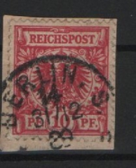 DR, Krone / Adler, 1889 (Frühdatum!), Mi.- Nr.: 47 aa, gestempelt, auf kl. Briefstück, tiefstgeprüft Wiegand BPP! Selten!