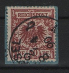 DR, Krone / Adler, 1890, Mi.- Nr.: 50 ab, gestempelt, auf kl. Briefstück, doppelt tiefstgeprüft Wiegand BPP! Selten!