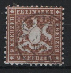 Württemberg, ca. 1863, Mi.- Nr.: 28 a, gestempelt, tief geprüft Klinkhammer BPP! Bedarfsstück, selten!