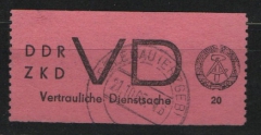 DDR, 1965, ZKD D, Mi.- Nr.: 2 Plf. II, gestempelt! Akt. Fotoattest Dr. Ruscher BPP: echt+ einwandfrei! Luxusstück! Rarität der DDR!